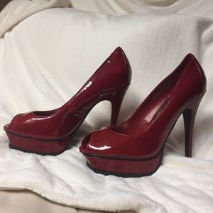 Red Platform Peep Toe Pumps!